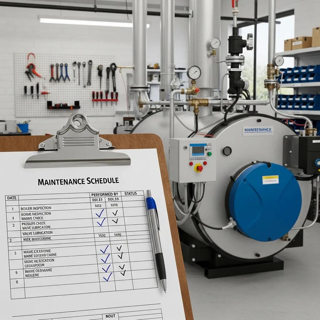 Maintenance schedule for boiler care in a clean utility room